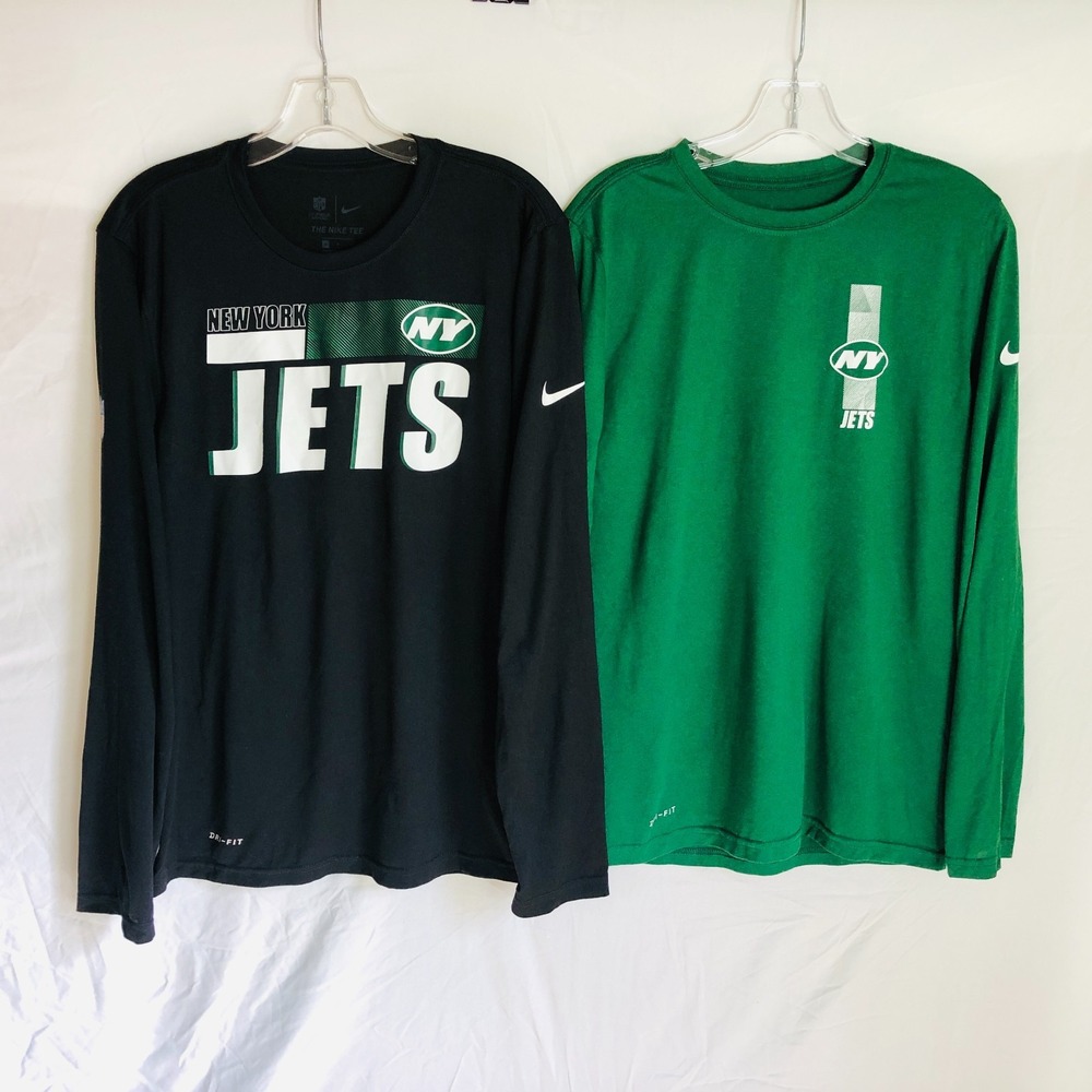 Lot of 2 New York Jets Nike Dri Fit ONFIELD Men's Small Long Sleeve Shirt